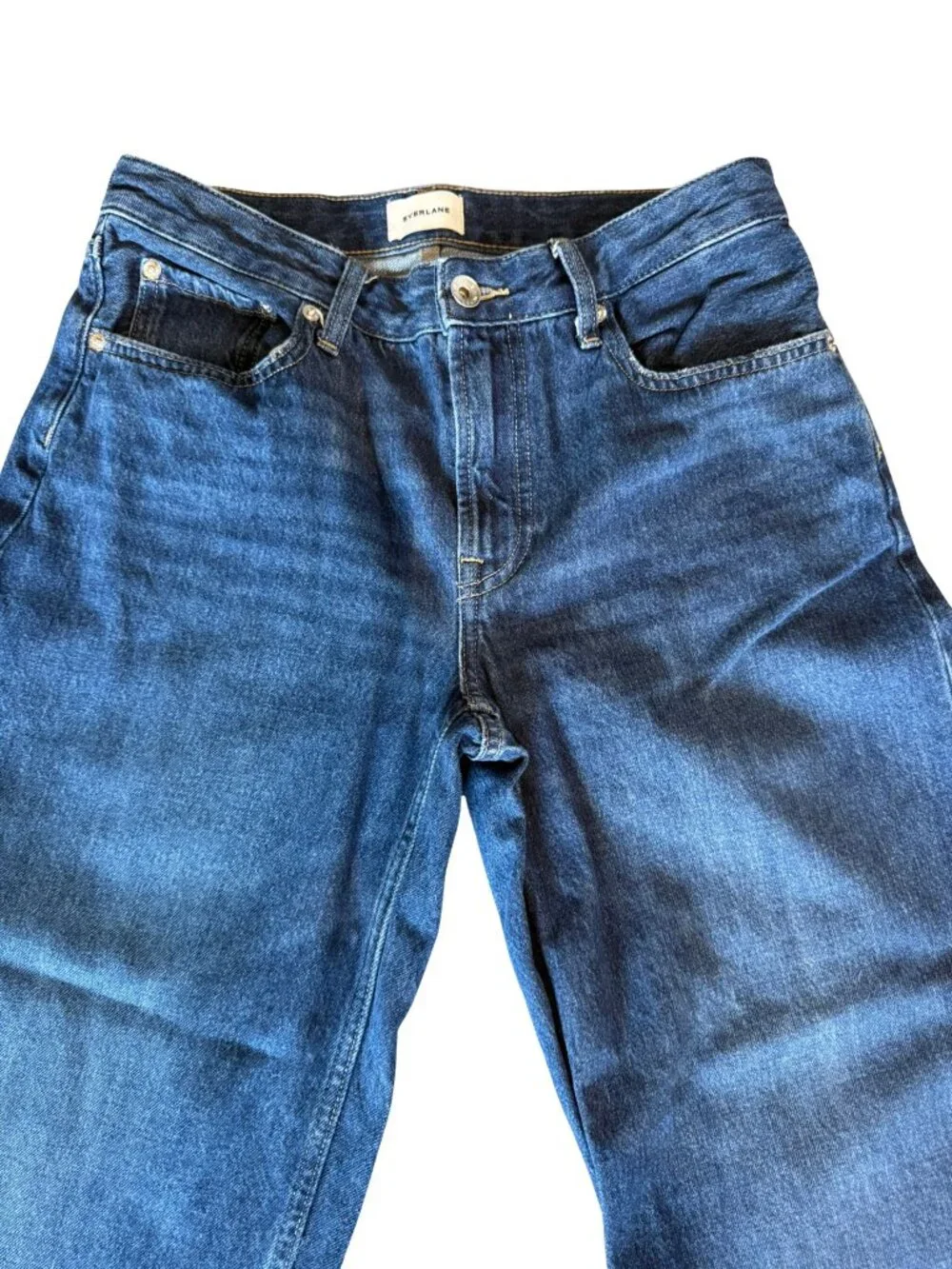 Everlane 27 Regular Organic Cotton Barrel Leg Jeans Dark Wash High Rise Wide Leg - Picture 3 of 10